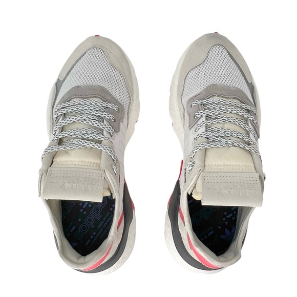 Adidas Nite Jogger Sneaker Men’s Size 8 White / Shock Red F34123 - Picture 11 of 13